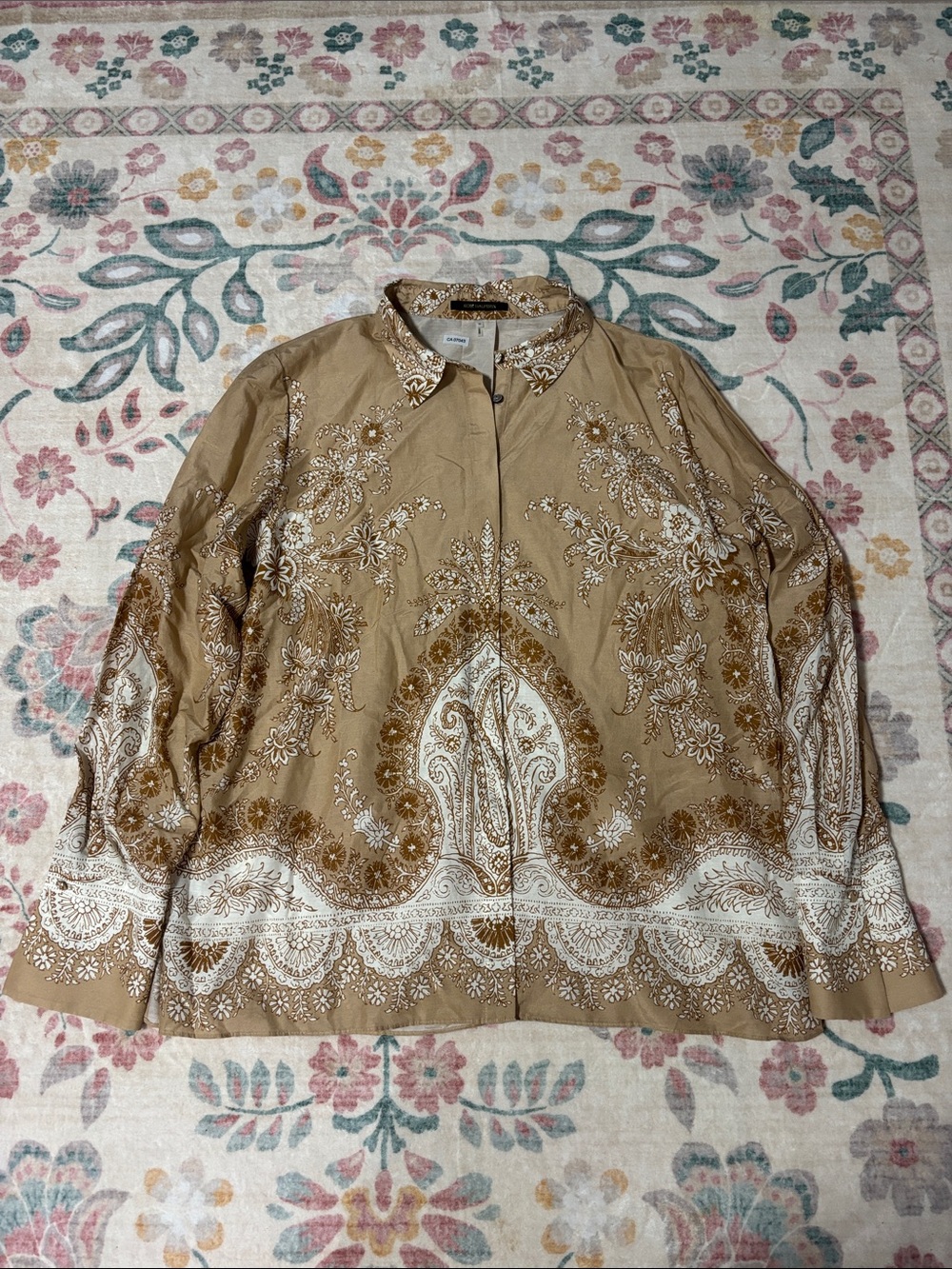 Kobi Halperin Beige and White Paisley-Print Blouse
